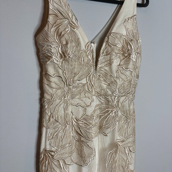 Soieblu cream and gold floral applique formal dress - Picture 2 of 5